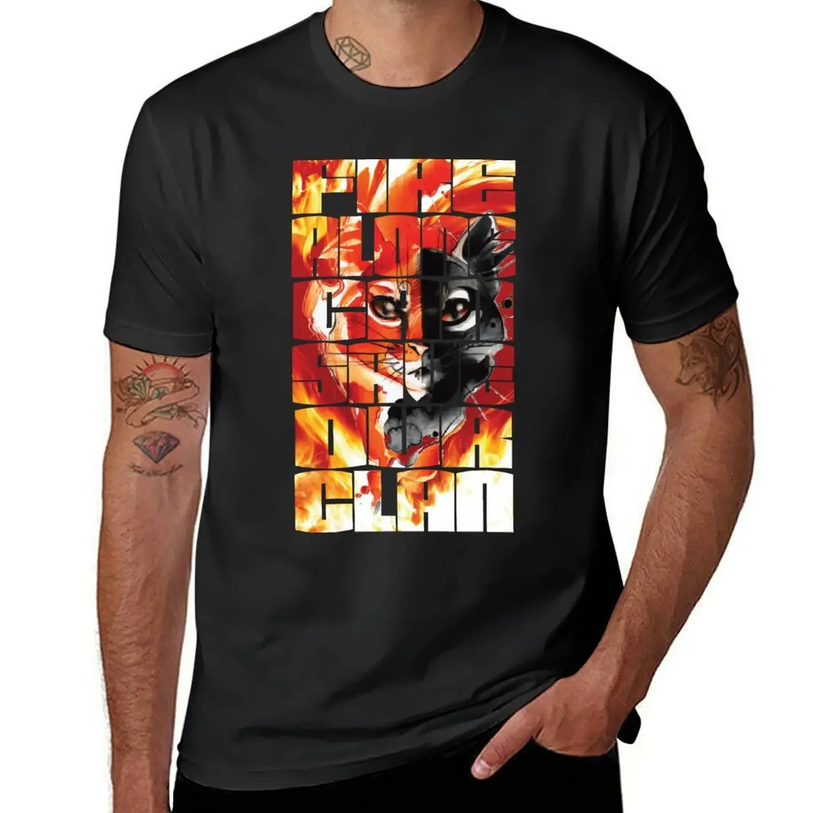 

Fire can save our clan, warriors, cat T-Shirt basketball graphic tees cheap stuff baggy shirts designer t shirt men