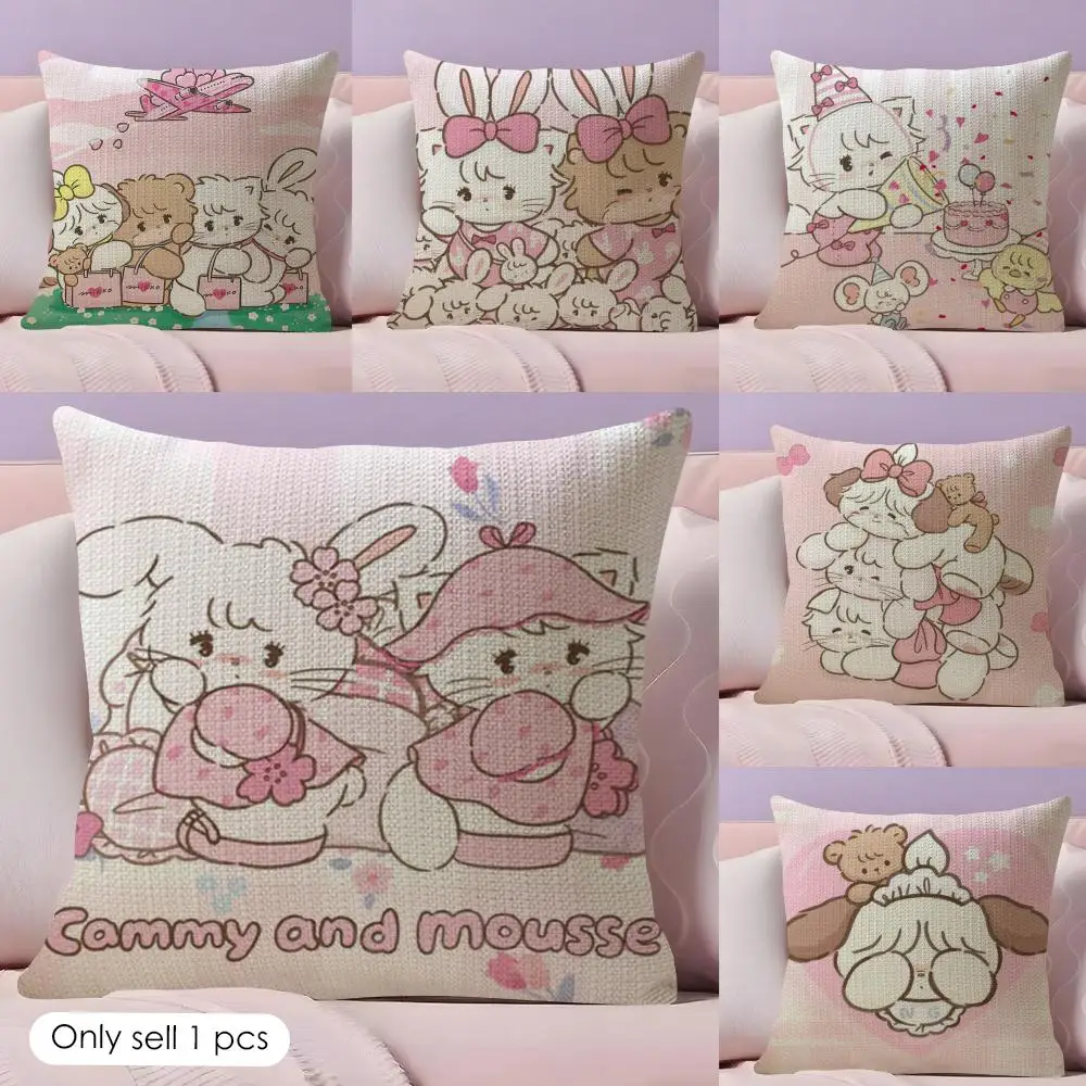 M-Mikkos lllustration Cushion Cover Natural Linen Double Sided Print  Throw Pillow Case for Sofa Couch Home Decor