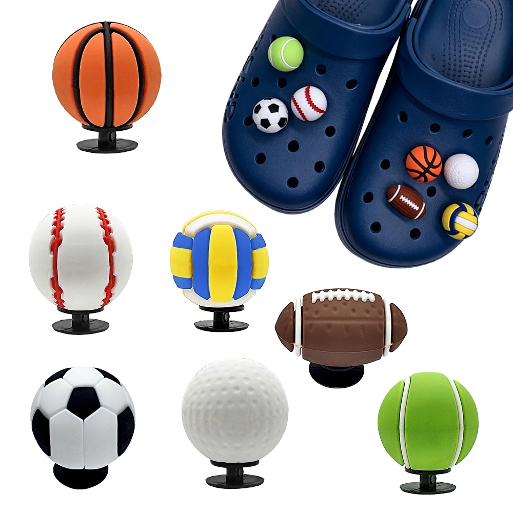 7-14pcs 3D Football Basketball Rugby Series PVC Shoe Charms Accessories DIY Detachable Waterproof Shoe Decorations Gifts