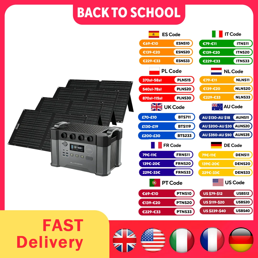 All powers tragbares Kraftwerk S2000, 2000W Solargenerator mit W faltbaren Solarmodulen für Wohnmobile im Freien