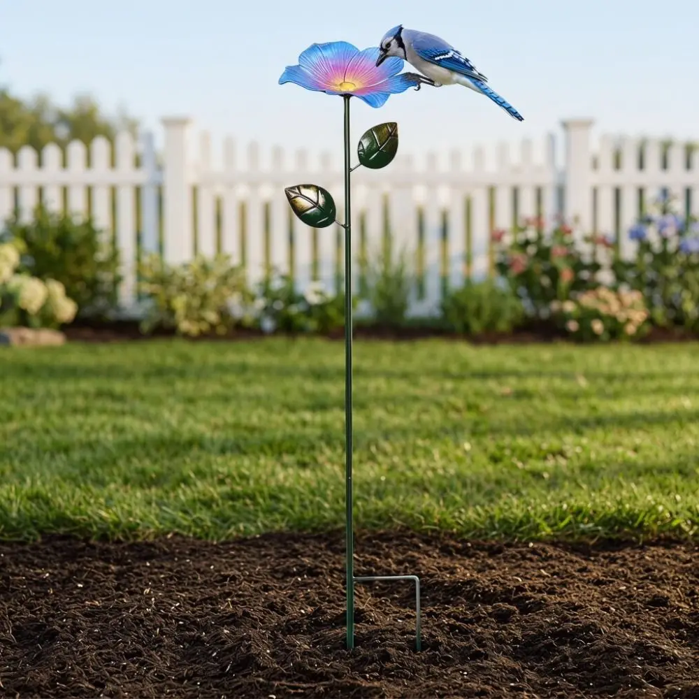 

Flower Shape Bee Butterfly Watering Station Garden Stake Patchwork Bird Water Dispenser Ornamental Horticulture Garden Birdbath