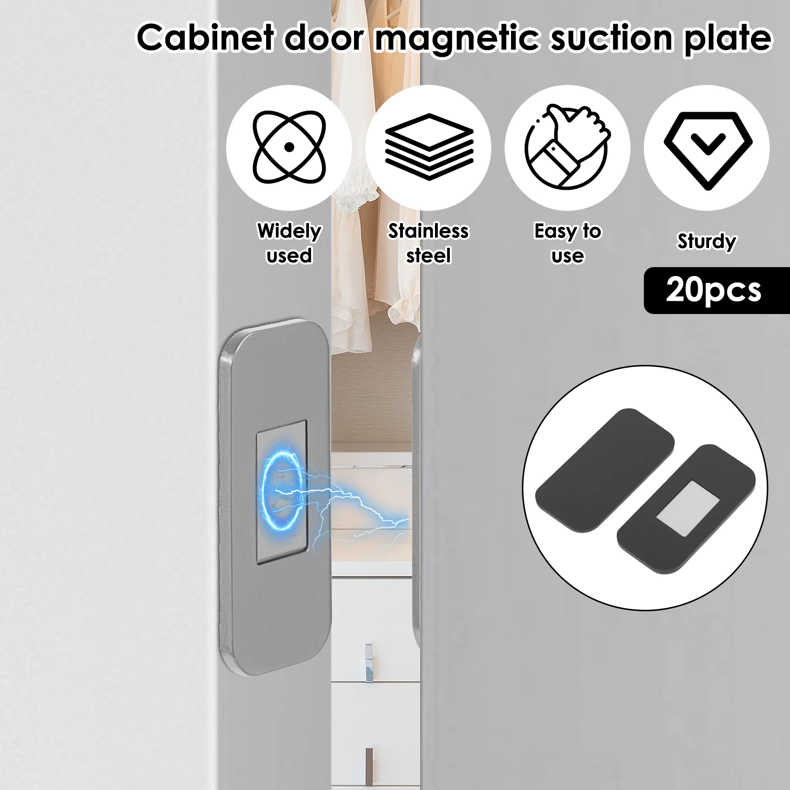

20 шт., магнитная защелка для двери шкафа, ультратонкие клейкие магниты для ящиков, защелки для кухонного шкафа, магнитная защелка