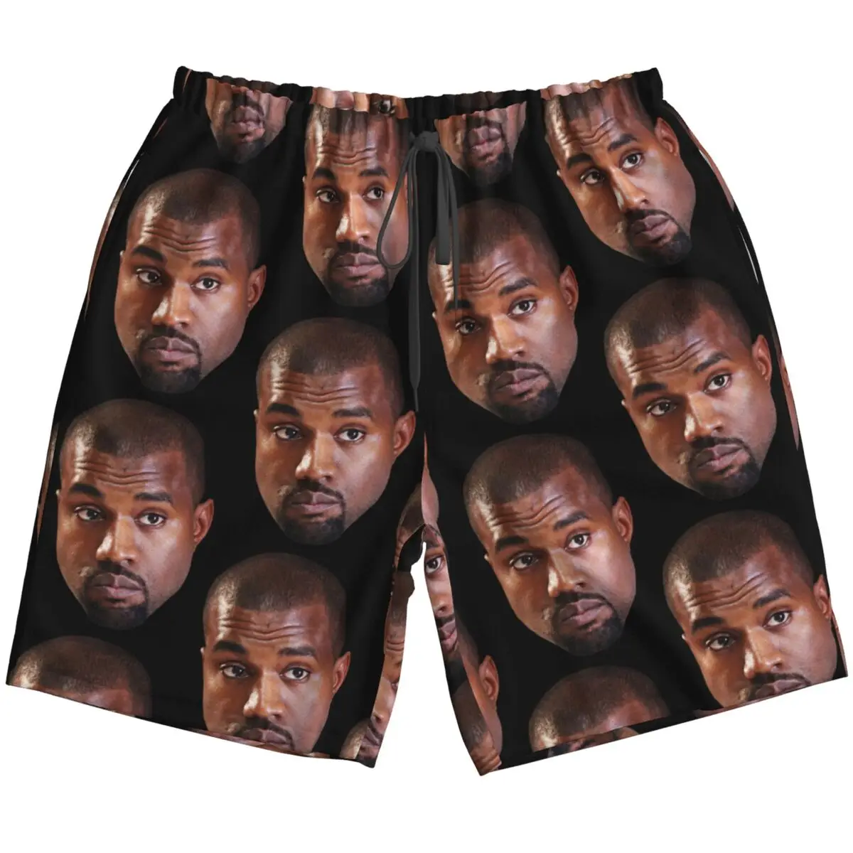 Men Funny Kanye West Face Shorts for Beach Summer Beachwear Kanye Meme Borad Shorts Swimming Trunks