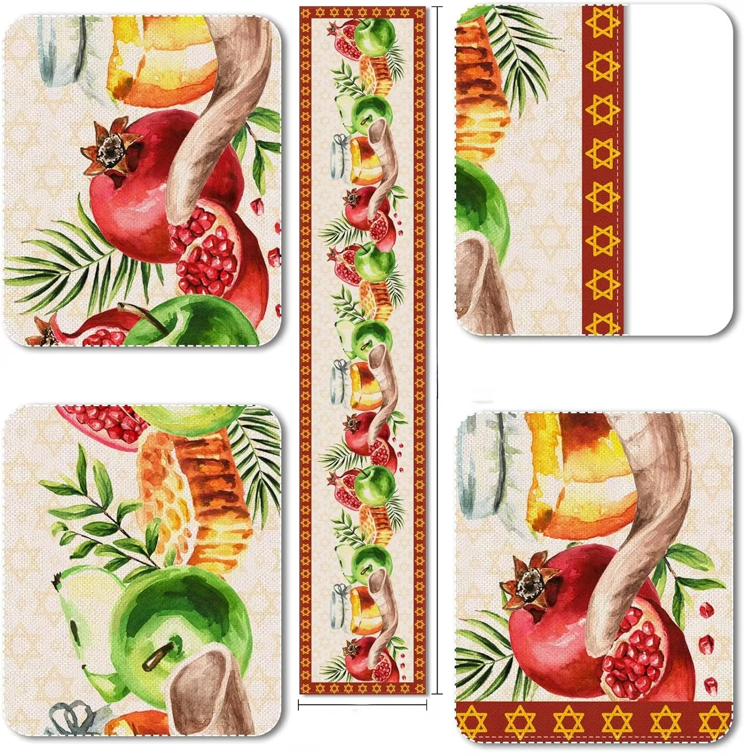 2026 Rosh Hashanah Linen Table Runner Jewish New Year Table Decor Reusable Farmhouse Shana Tova Kitchen Table Runner Party Decor