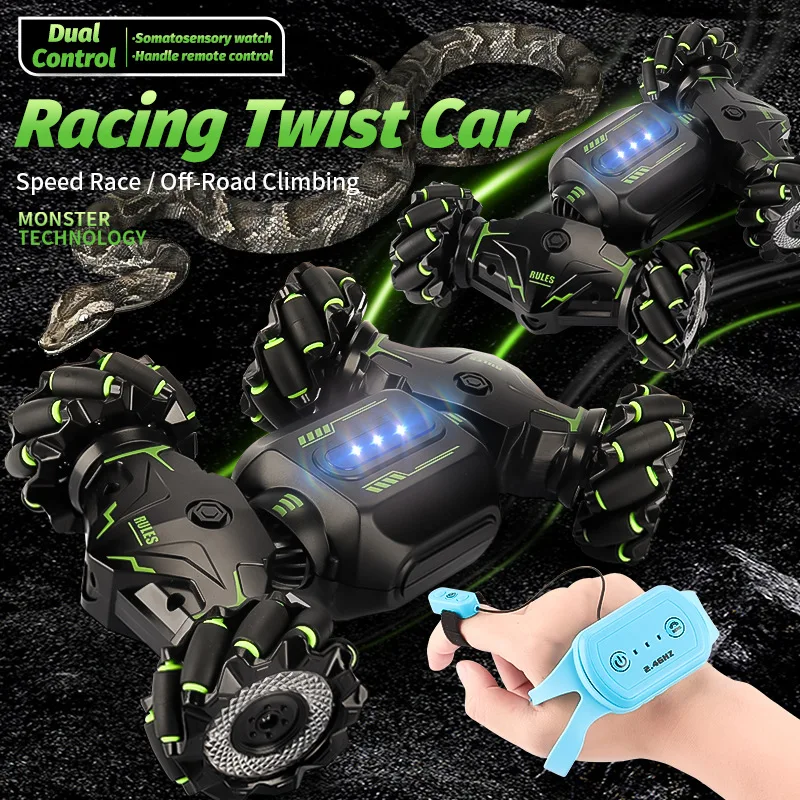Voiture de cascadeur télécommandée pour garçon, jouet multifonctionnel, camion de course, avec montre Twist Dance, Mode contrôlé, 2.4G, cadeau