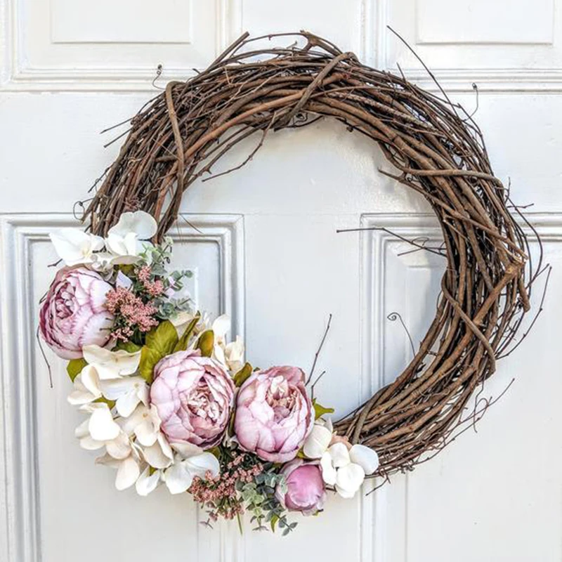 10/12/15/20/25/30cm Round Natural Rattan Ring Christmas Garland Hanging Ornament DIY Floral Wreath Wedding Decoration Home Decor