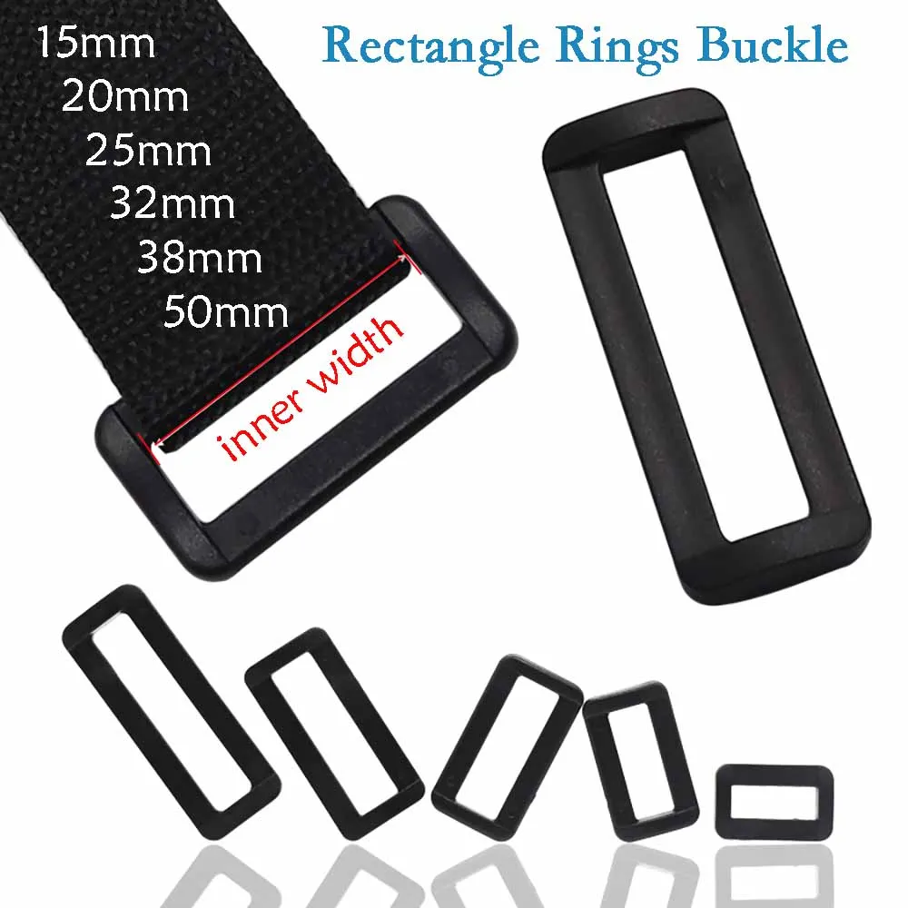 Anillos rectangulares de plástico, hebillas ajustables para bucles, correas para mochilas, accesorios, tamaño 15mm-50mm, 1-100 Uds.
