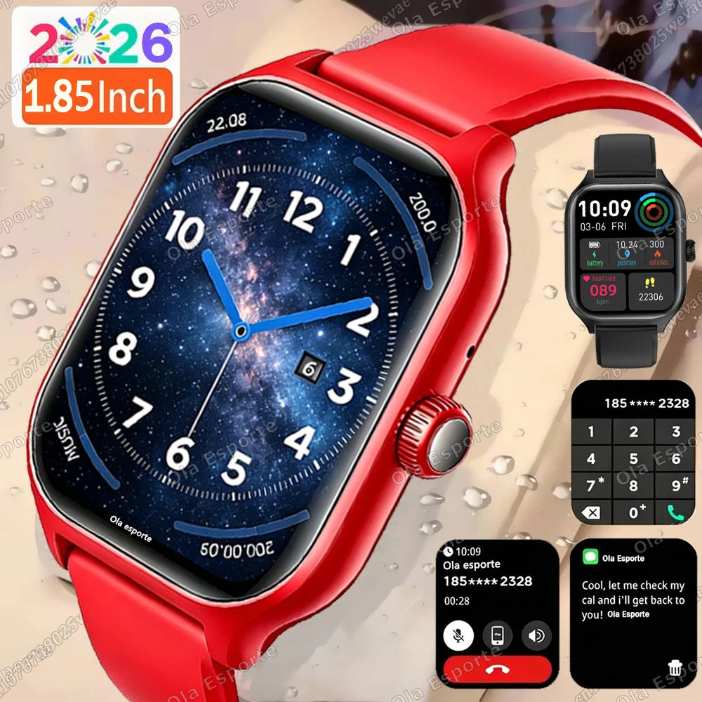 Neue 2026 Smartwatch mit Volltouchscreen, Bluetooth-Anruf, Nachrichtenbenachrichtigung, Musiksteuerung, Fitness-Tracker für Damen und Herren
