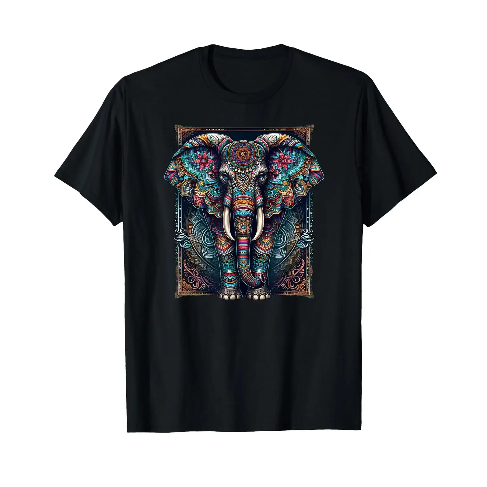 T-shirt Mandala Elephant Wisdom Indian Zen Yoga Mindfulness, vintage, lavé, élégant, vêtements graphiques stylés, polyvalent, homme