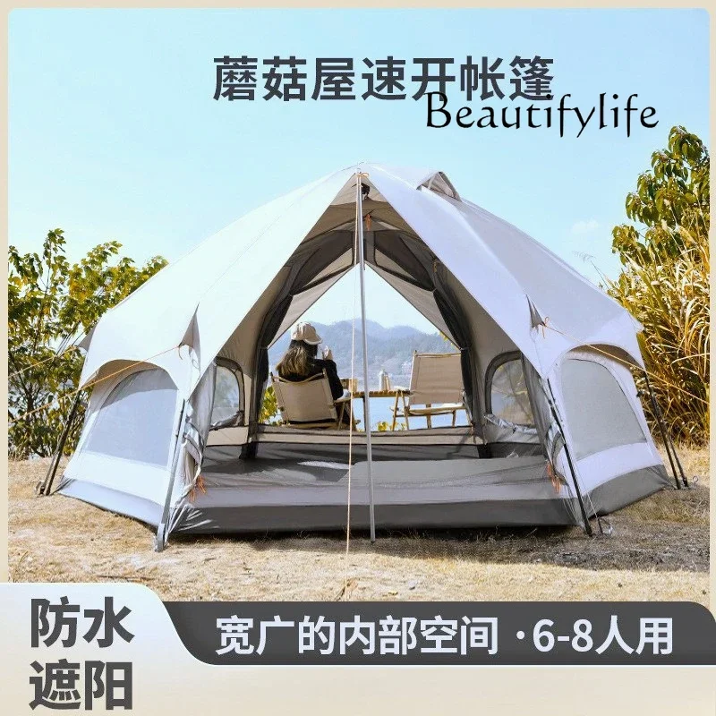 Ac Outdoor Camping Large Space Camp Tent, Camping Fully Automatic 5-8 Person Park Picnic Tent Mushroom