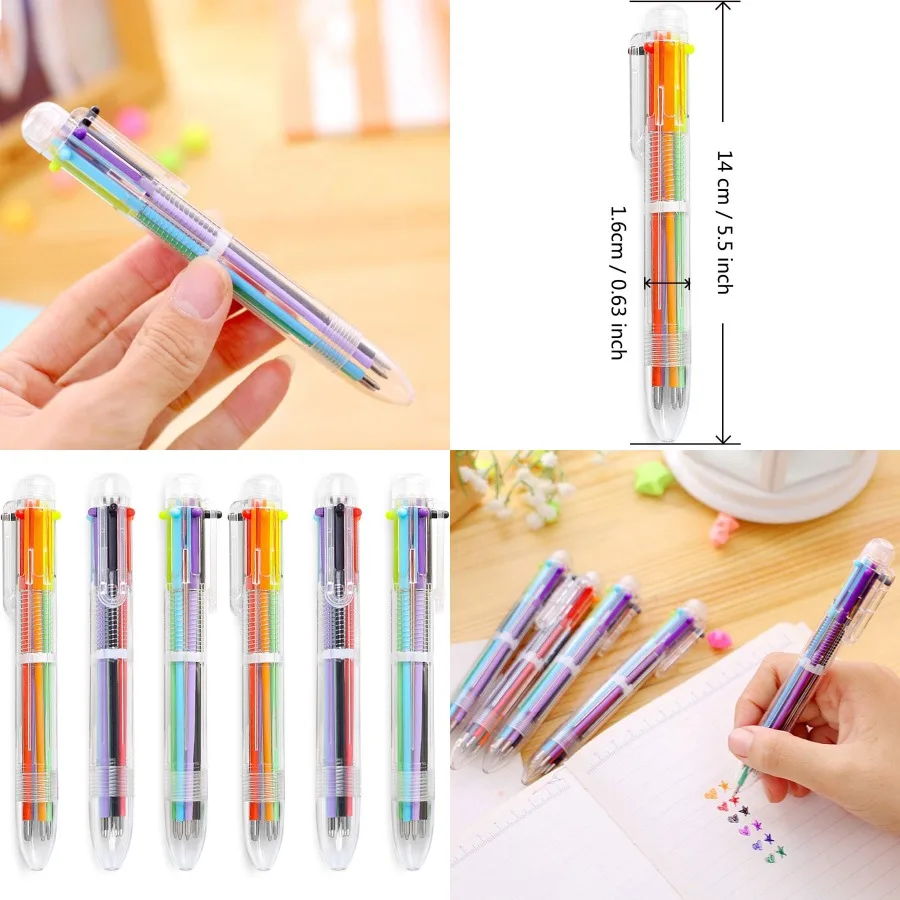 

6 Pack 0.5mm 6-in-1 Multicolor Retractable Ballpoint Pens with 6 Colors Ideal for Office and School Use Perfect for Students an