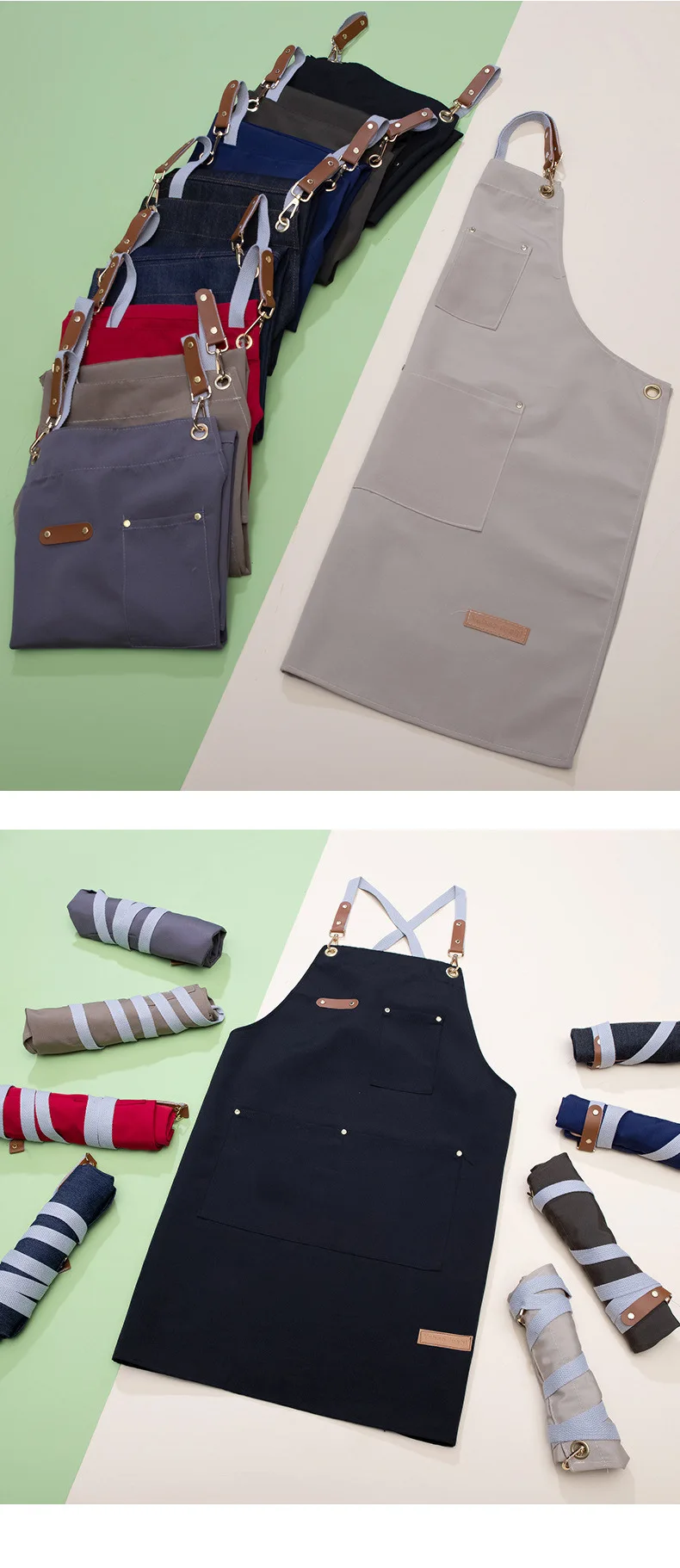 Beste maßgeschneiderte Canvas-Schürze, atmungsaktive Taillenschürze mit anpassbarem Logo für personalisierte Küchenkleidung und geschäftliche Nutzung – Detail 9