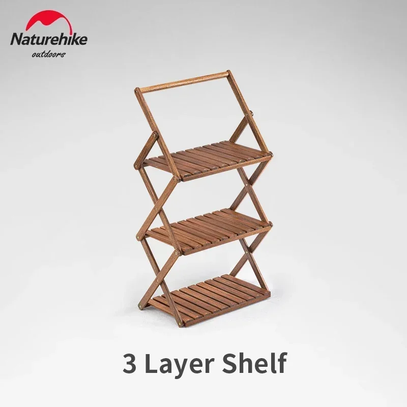 

Naturehike-Foldable Multi-layer Shelf for Camping, Picnic Wood Folding Table, Portable Storage Rack, Outdoor 3-4 Layers