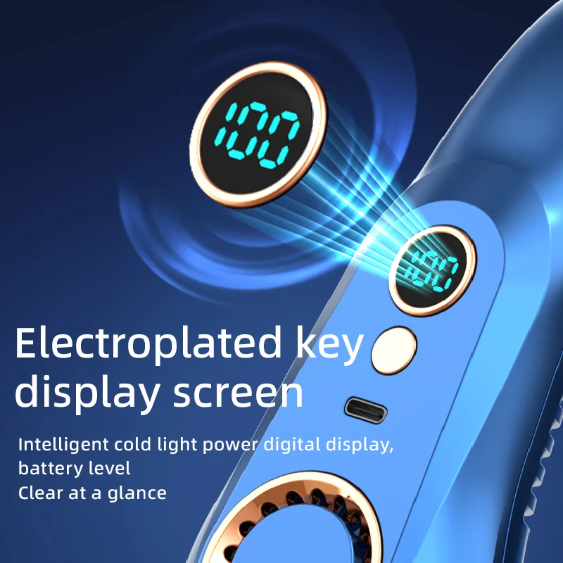 New 3000mA Portable Mini Hanging Neck Fan Bladeless Neckband Fan Digital Display Power Air Cooler USB Rechargeable Electric Fans image 4