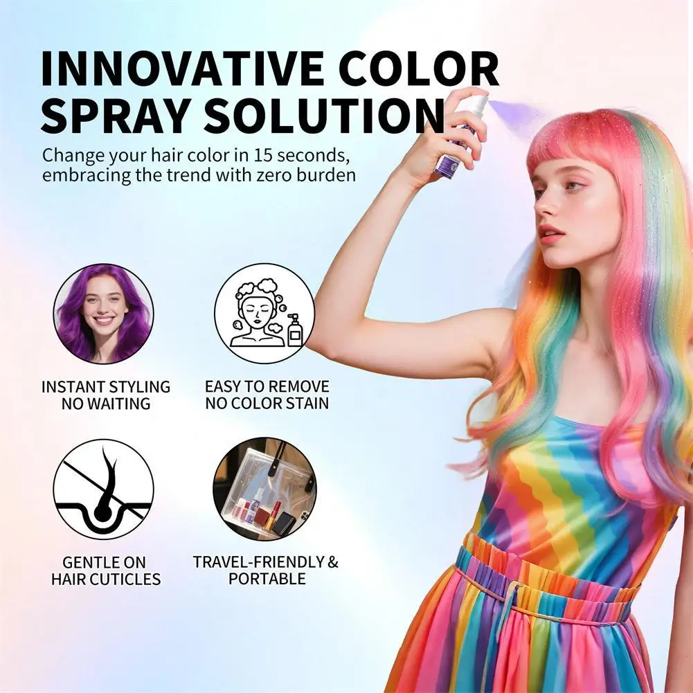 

Temporary Hair Dyeing Spray Hair Color Dye Spray Colorful Hair Styling Product 30ml For Party Cosplay DIY Hair Color