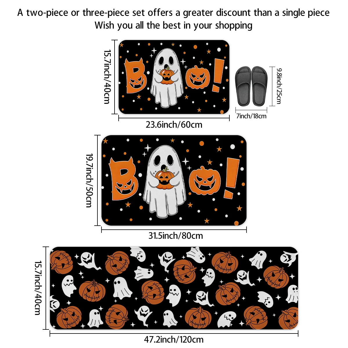 1/2/3 قطعة مجموعة سجادة أرضية بتصميم شبح الهالوين وعيد الموتى، سجادة مطبخ لتزيين المنزل، مناسبة للمطبخ،