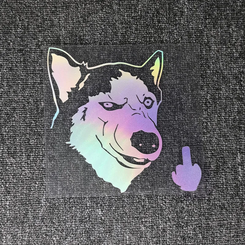 Siberian Husky Сибирский хаски Car Stickers Dog Middle Finger Lovely Funny Reflective For Window Windshield Trunk Bumper C40