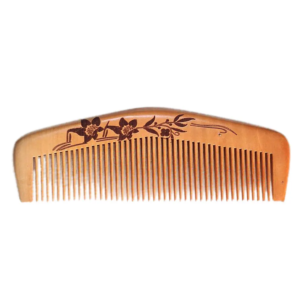 Natural Peach Wood Hair Comb Fine Teeth Non-Static Smooth Close Teeth for Hair Care Scalp Massage Daily Travel