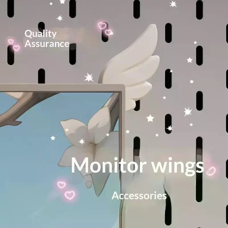 1 Pair 3D Printed Cute E-Sports Wing Monitor Ornament, Creative Decorative Gifts for Friends, Desktop Gaming Setup & Room Decor