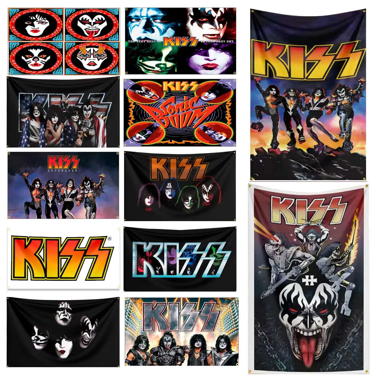60x90cm/90x150cm Rock Band Rock Heavy Mental K-KISS-S Flag Tapestry Banner For Decorations Bedroom Living Room Dorm Wall Flag