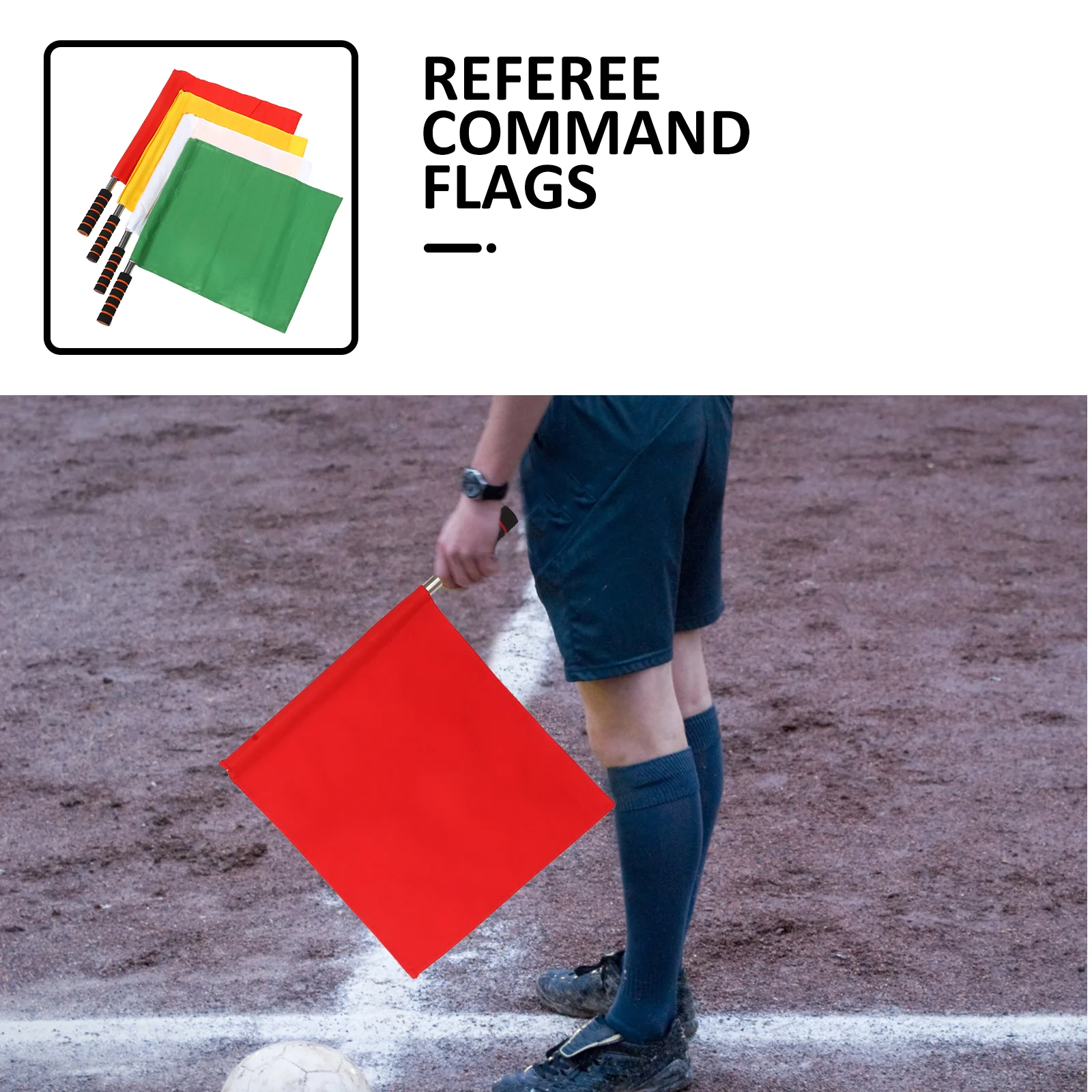 4pcs Referee Signal Flags for Soccer Rugby Sports Training Field Colored Hand Waving Flags Durable Material Perfect