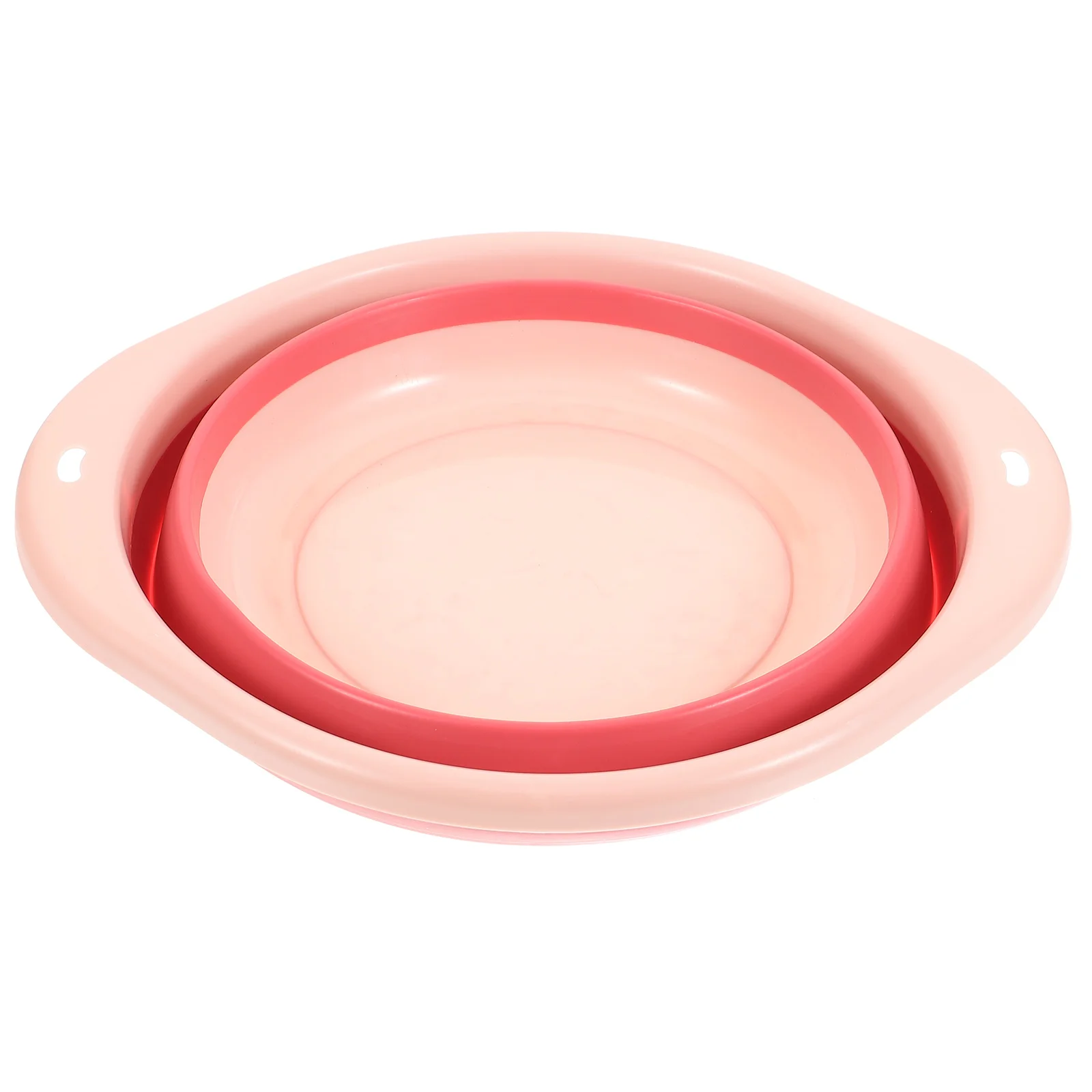 

1pc Portable Foot Basin Washbasin Foldable Household Pink TPR Material Durable Hanging Storage Thickened Grooves Reinforced Base