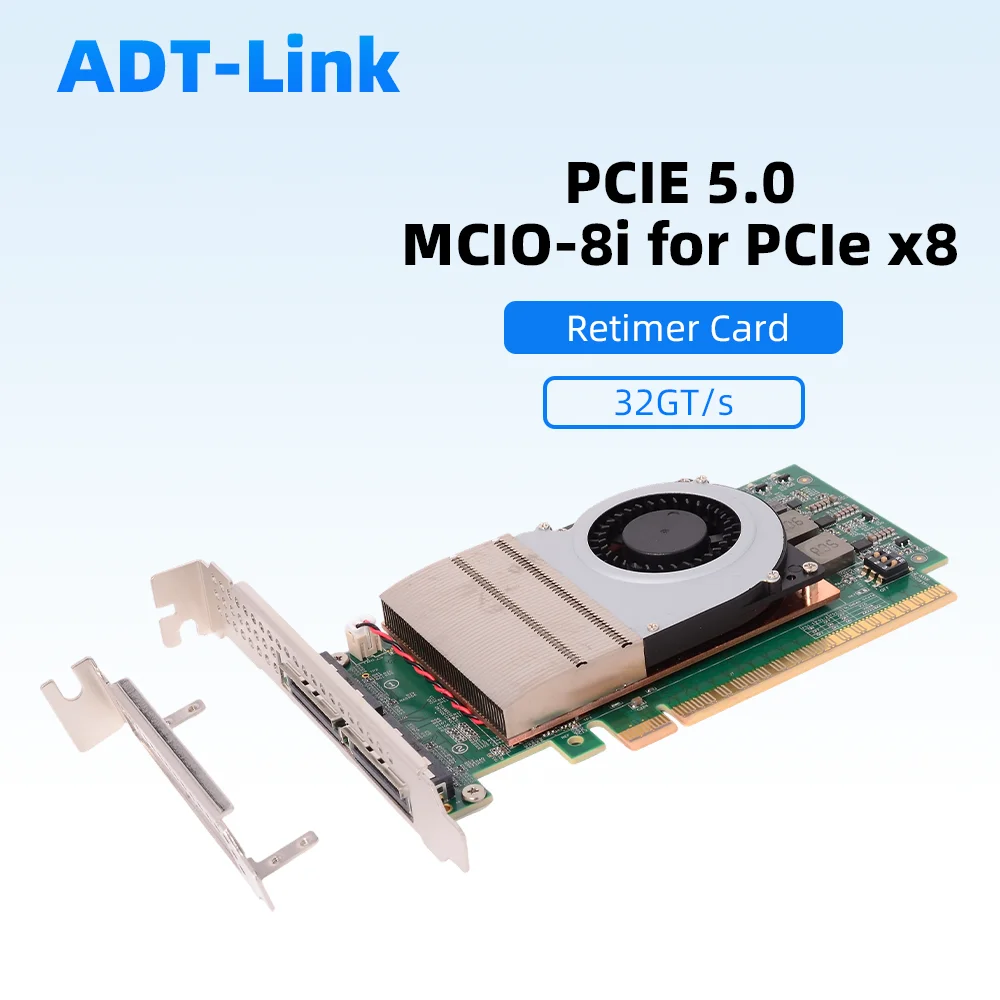 

PCIe 5.0 Retimer Card MCIO X16 X8 F Graphics Card SSD Equipped + Full-Height Half-Height Baffle for GPU 32GT/S SFF-TA-1016 Rev11
