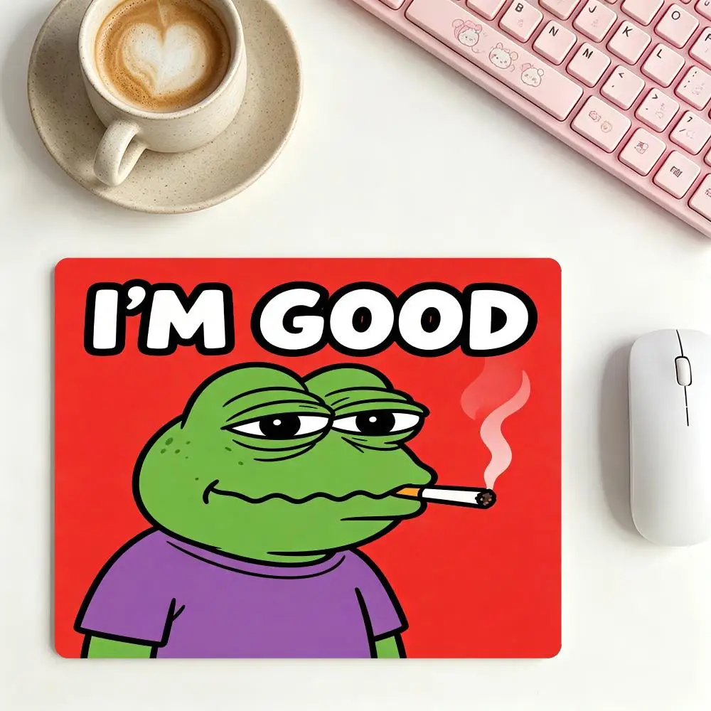 I'm Good Meme Frog Dark Blue Hoodie mousepad large size keyboard accessories office desktop laptop bedroom learning table mat