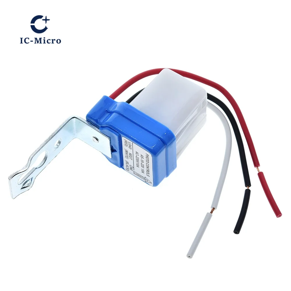 Interruptor automático de luz de rua com fotocélula, liga/desliga, dc ac 220v 50-60hz 10a, controle fotográfico, interruptor com sensor
