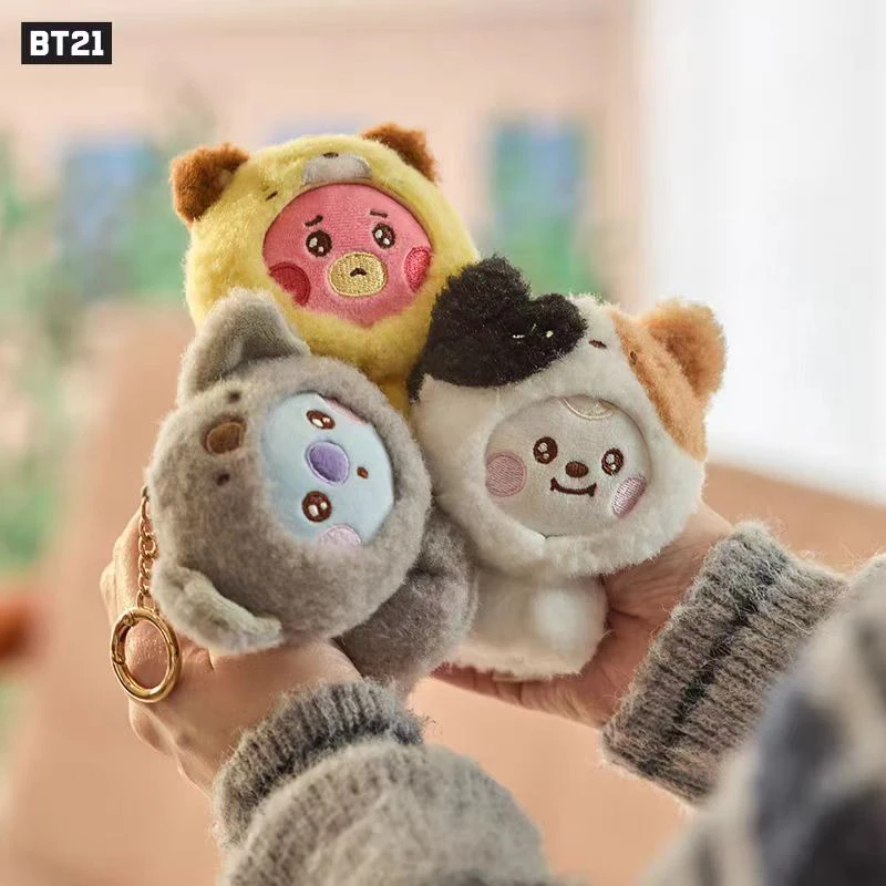 Linefriends Bt21 Baby Zoo سلسلة الجيل الثاني على ظهره قلادة سلسلة مفاتيح قطيفة على ظهره قلادة تزيين مقتنيات الهدايا