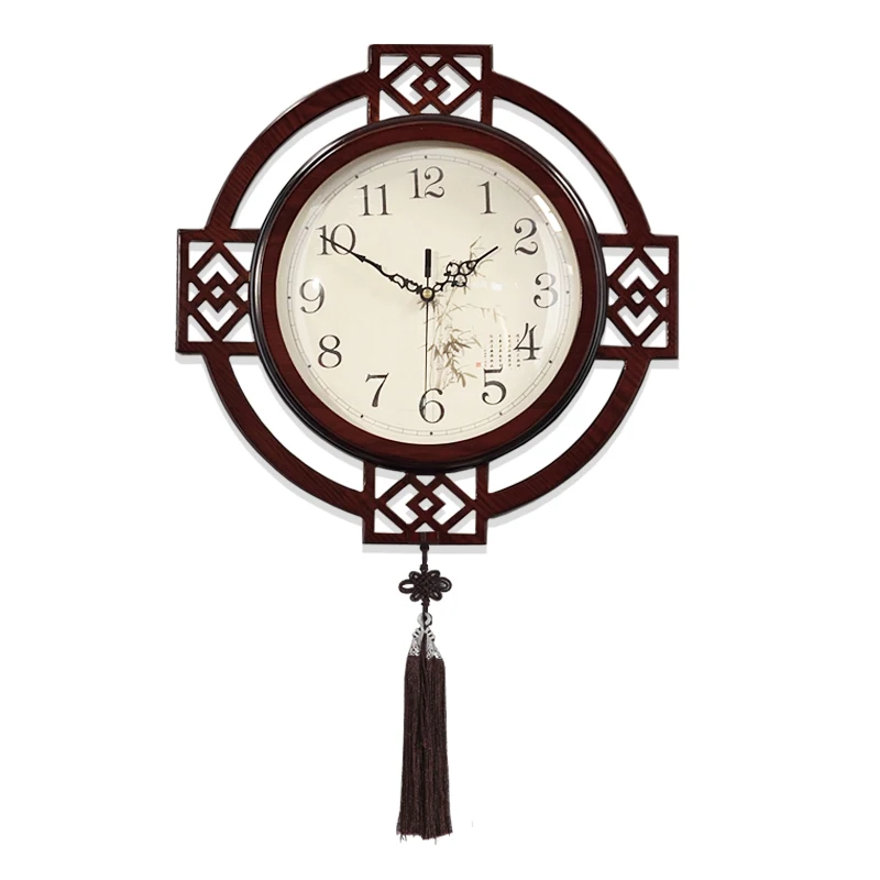 Home Wall Clock Decoration Watch Creative Bedroom Quiet Light Luxury Wooden Modern Chinese Style Clock