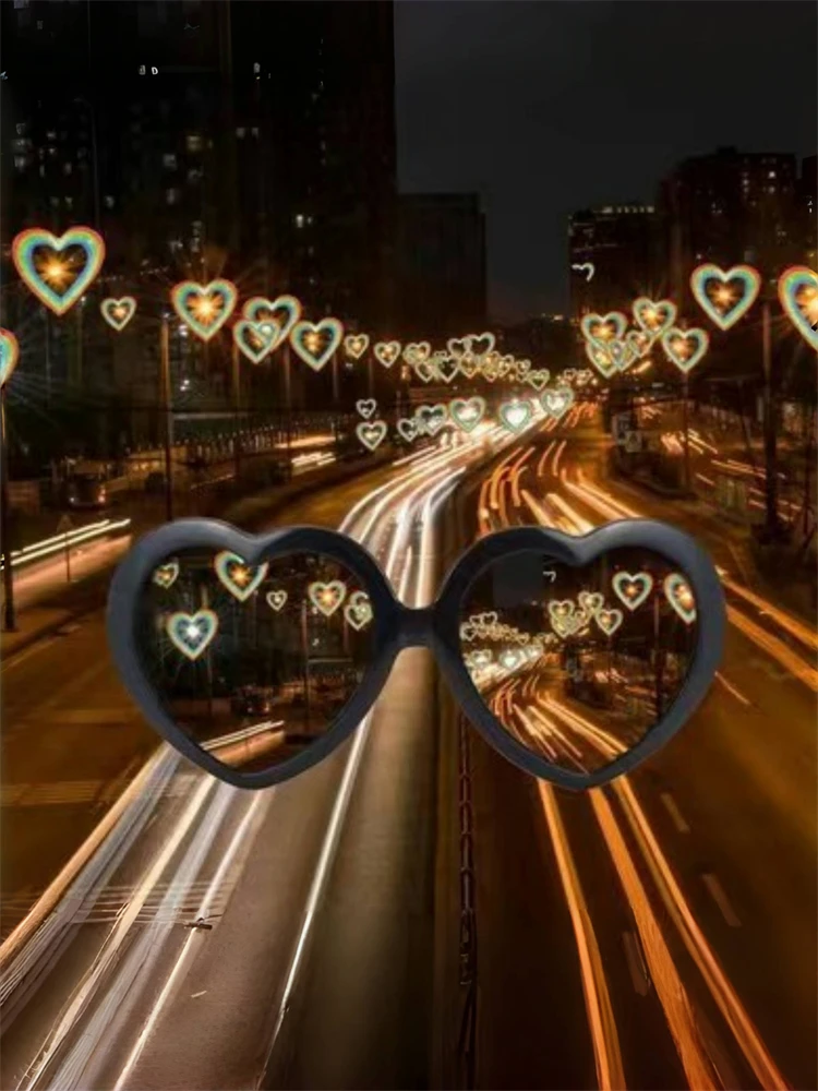 Two-piece Pc Love Glasses Night Lights Change Love Special Effects Glasses Romantic Confession Online Celebrity Fashion Mirror.