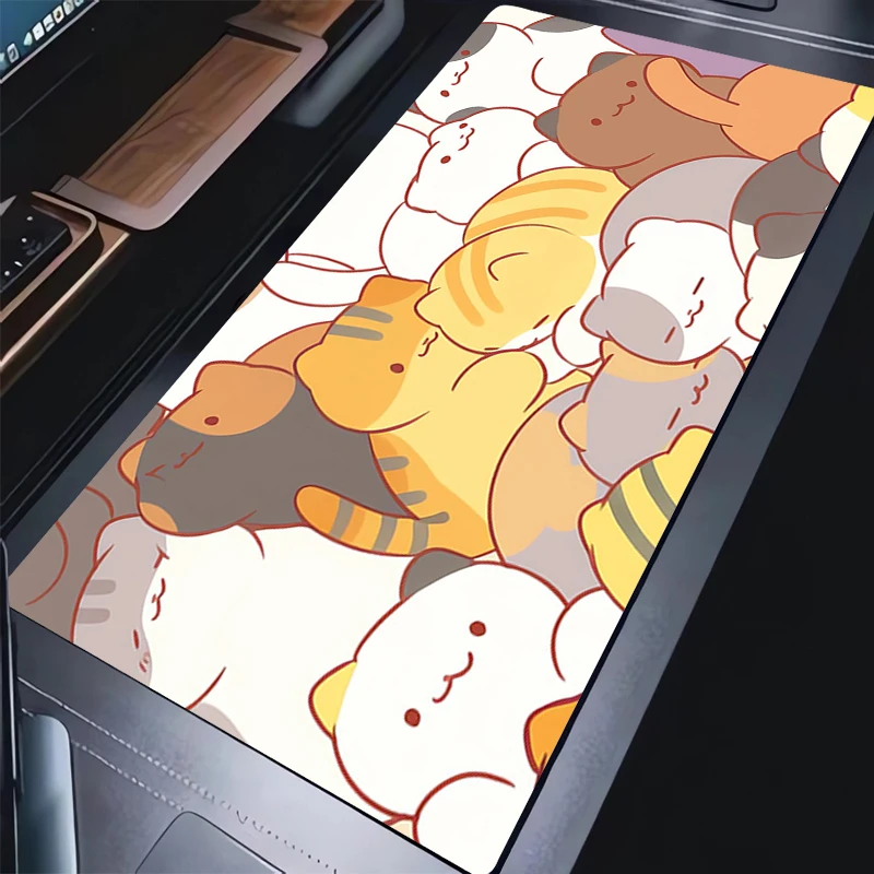 Custom Play Mat Game Mousepad Computer Pink Mouse Pad Non-Slip Natural Rubber Carpet Cute Amine Cat Pattern Desktop Keyboard Pad