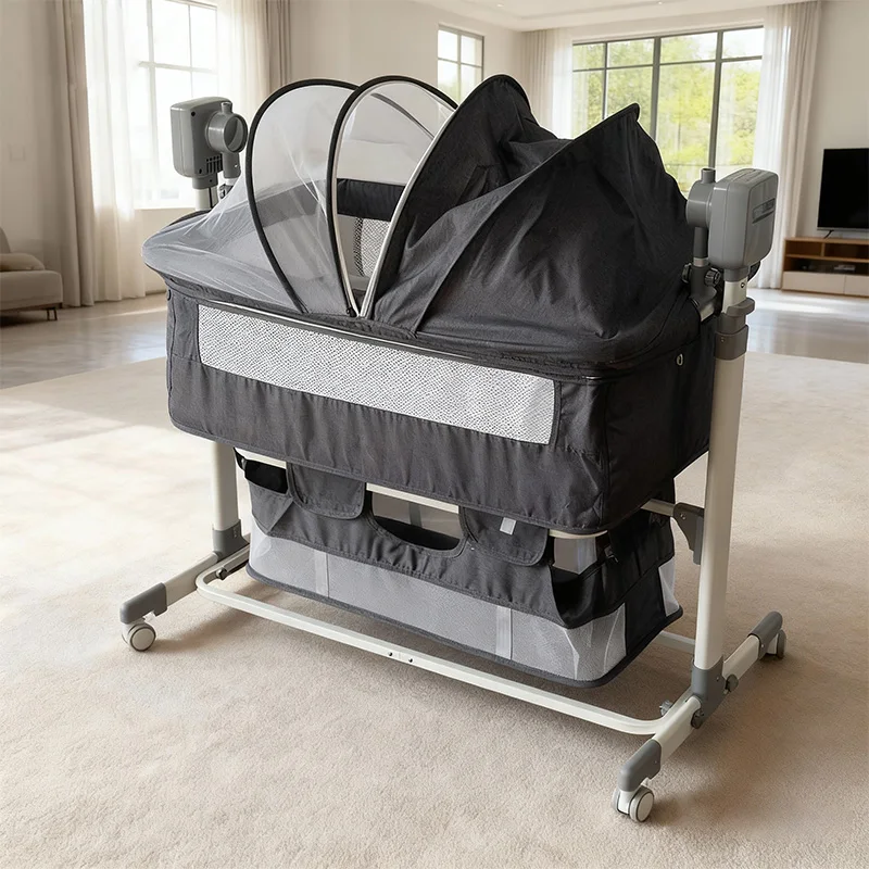 

Metal Adjustable Height Newborn Sleeping Automatic Mobile Electric Bed Swing Baby Cradle for Babies