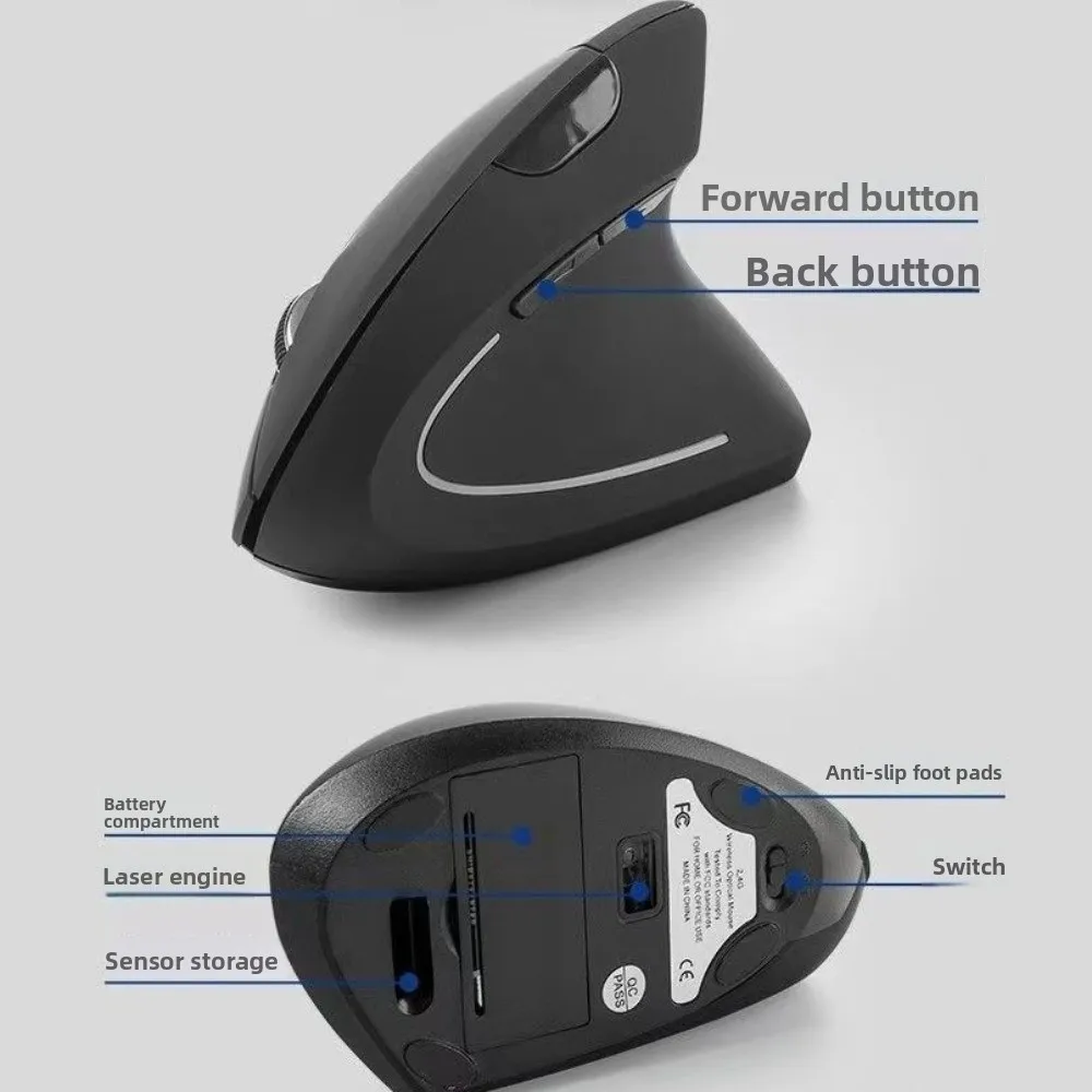 

Computer Accessories 2.4G Vertical Mouse Silent Mute Buttons Vertical Wired Mouse Luminous Comfortable Computer Mice Home