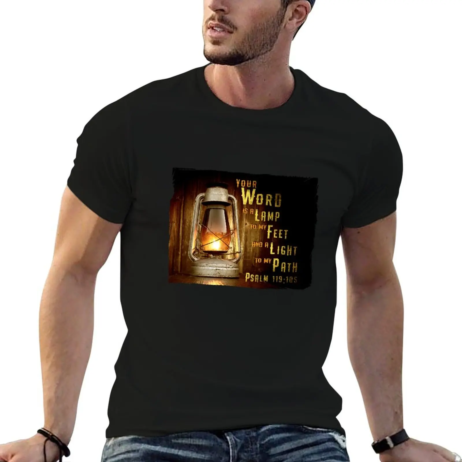 

Psalm 119:105: Your Word Is a Lamp to My Feet T-Shirt t shirts for man cotton man t shirts cotton T-Shirt