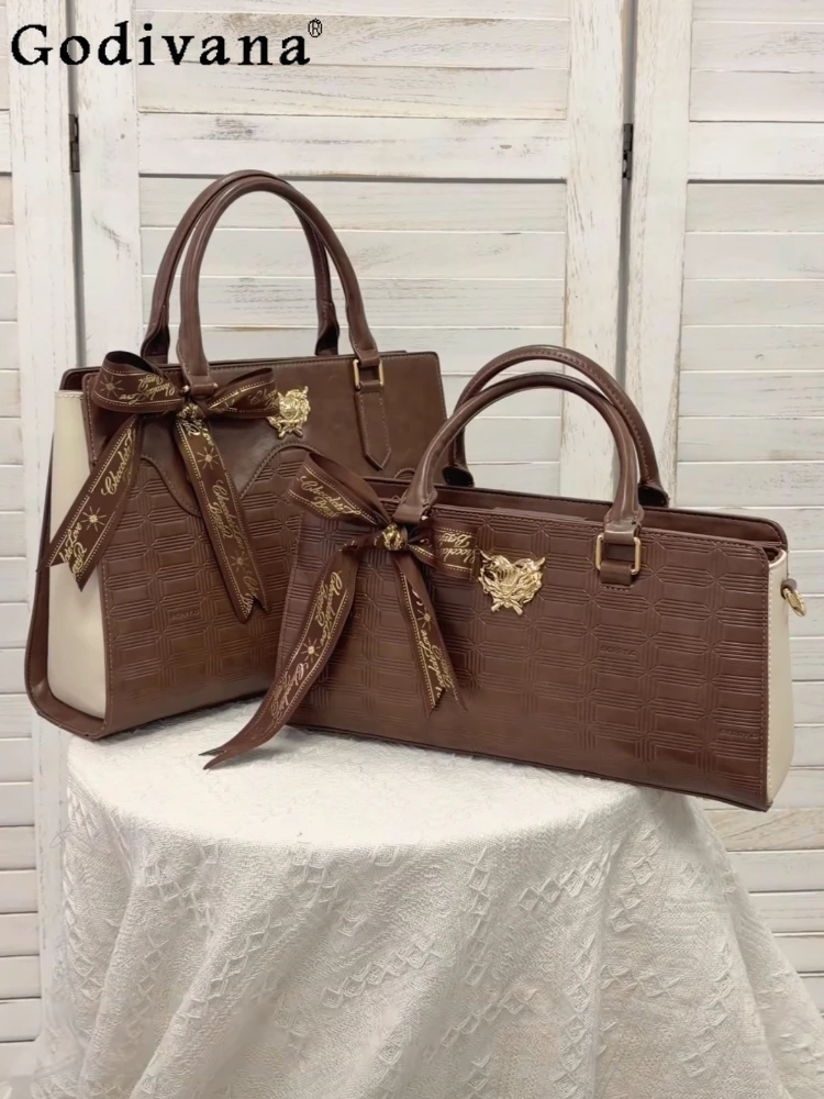 

Sweet Raw Chocolate Series Commuter Large Capacity Lolita Chocolate Handbag Sweet Retro Versatile Oblique Span Bag Female