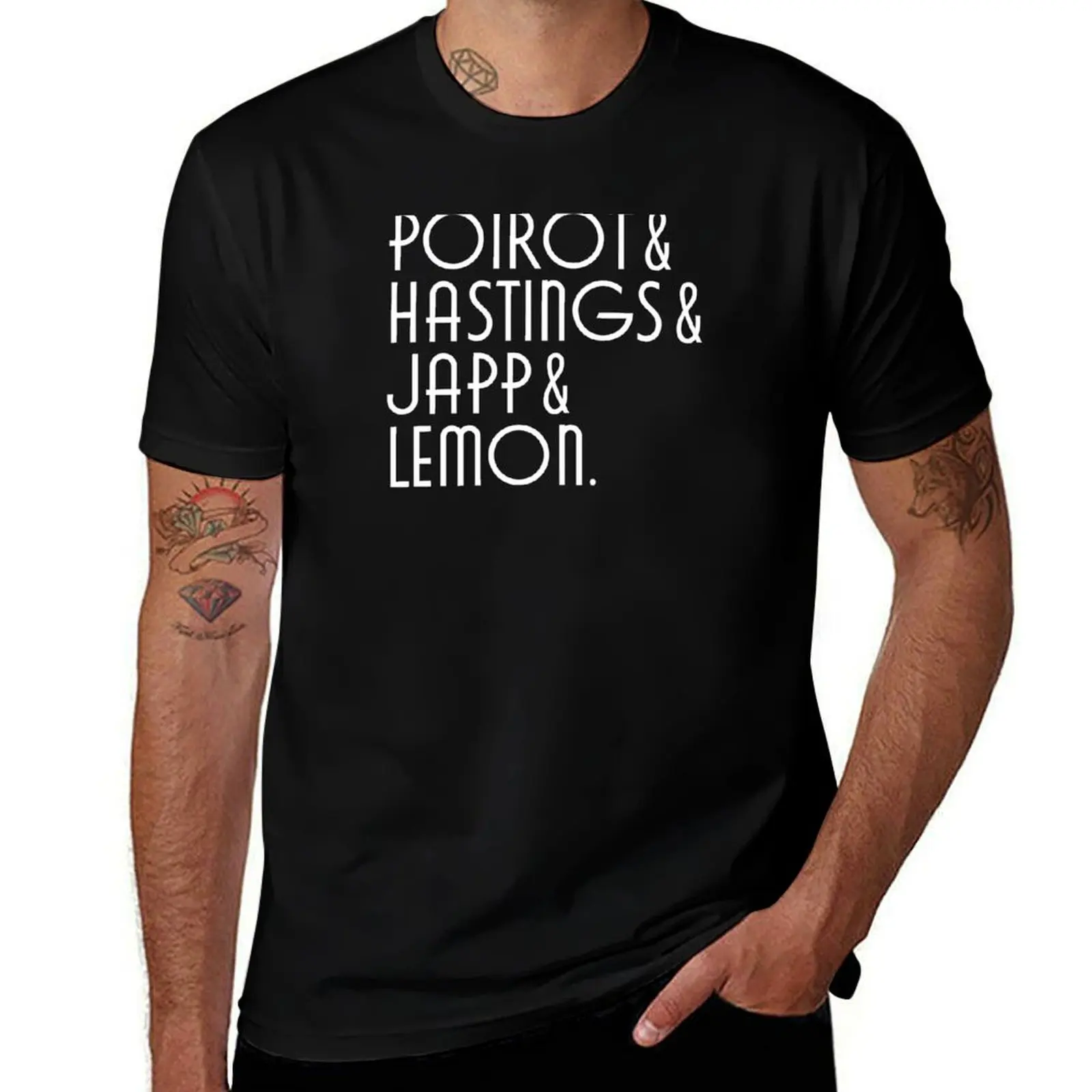 Agatha Christie - Hercule Poirot Characters Line-up T-Shirt Breathable Sportswear for Men T-Shirt