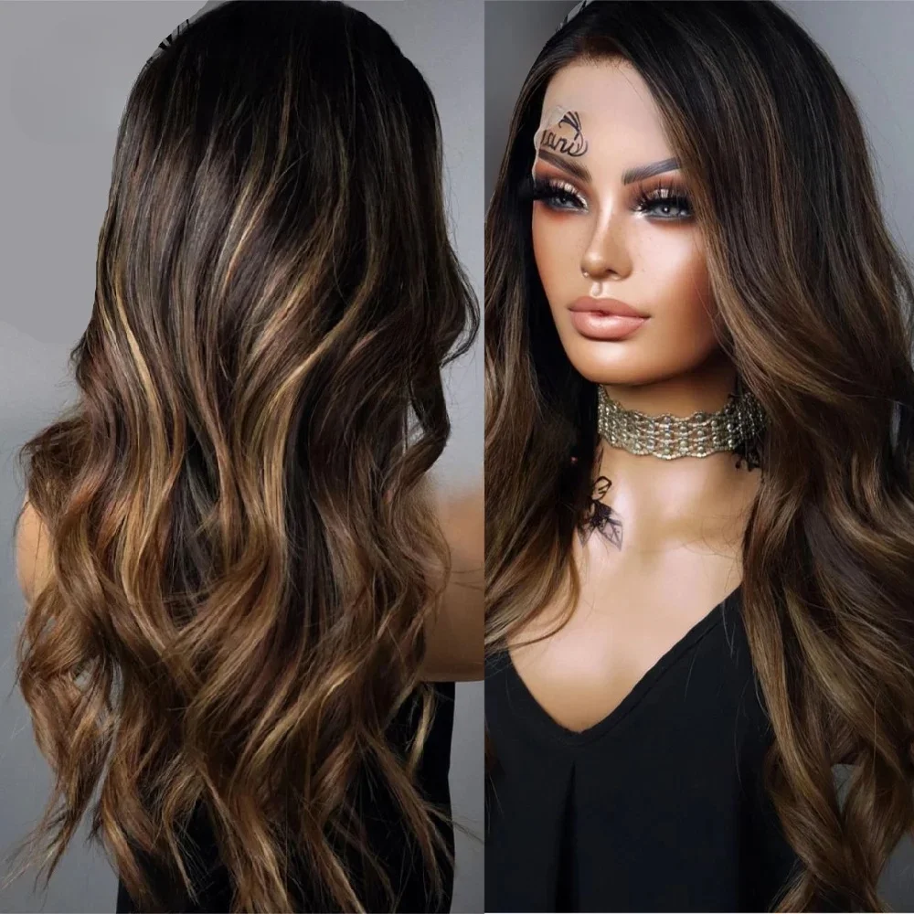 

180 Density Highlight Brown Body Wave 26 Inch Jewish Human Hair 5x5 Silk Base HD Lace European Style Glueless Preplucked