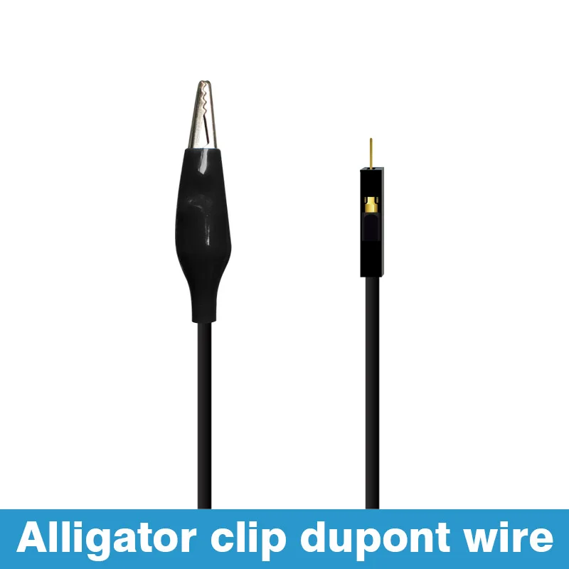 Dupont-pinzas de cocodrilo de silicona de extremo hembra, Cable de prueba de pinza de cocodrilo de 22AWG, 20cm, 30cm, 1PIN