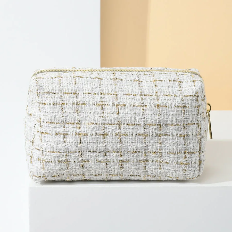 Borsa per trucco con pochette da donna alla moda Borsa per cosmetici Borsa per articoli da toeletta da viaggio portatile di grande capacità Astuccio per matite per studenti