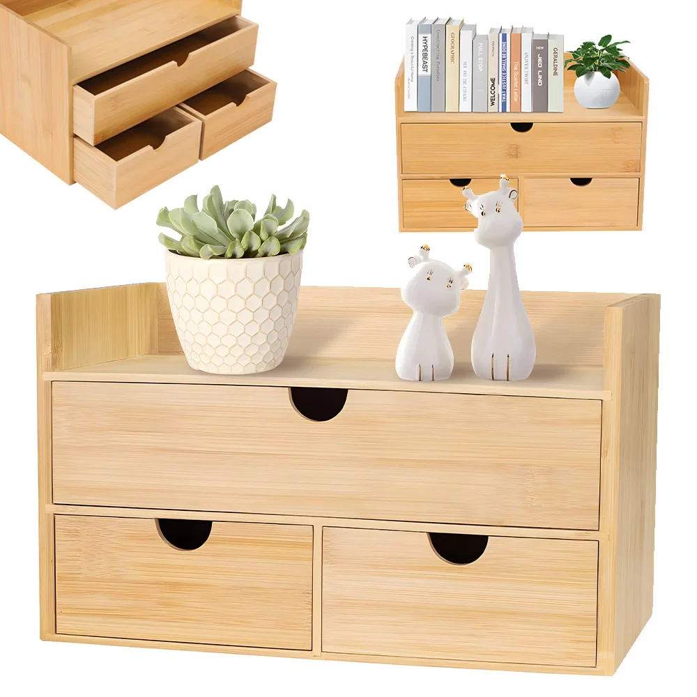 Boîte de rangement de bureau à 3 niveaux, organisateur de bureau multifonctionnel, support pour pinceaux cosmétiques, papeterie, classeur, conteneur pour articles divers, accessoire de rangement pour la maison et le bureau