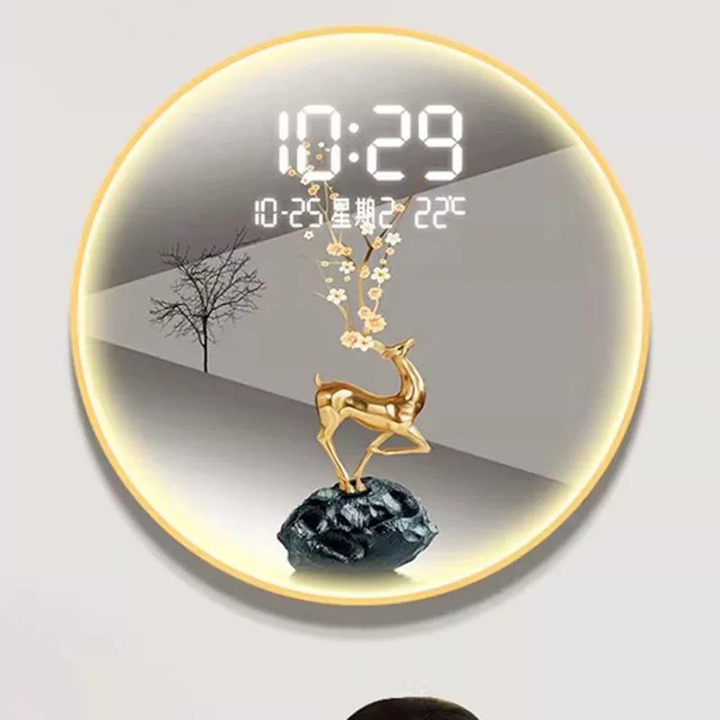 

Round Nordic Clock Digital Wall Living Room Interior Minimalist Creative Led Wall Clocks Quartz Simple Reloj Pared Home Decor
