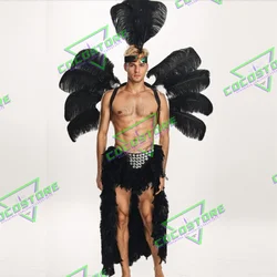 Samba Costume Brazilian Costume Carnival Brazilian Dancer Feather Dance Costumes Opening Ceremony Performance Clothes Set Male
