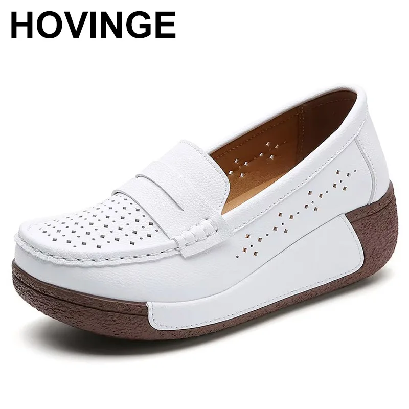 

2025 Hot Sale Women Flats Comfortable Loafers Shoes Woman Breathable Leather Sneakers Women Fashion White Soft Casual Shoes