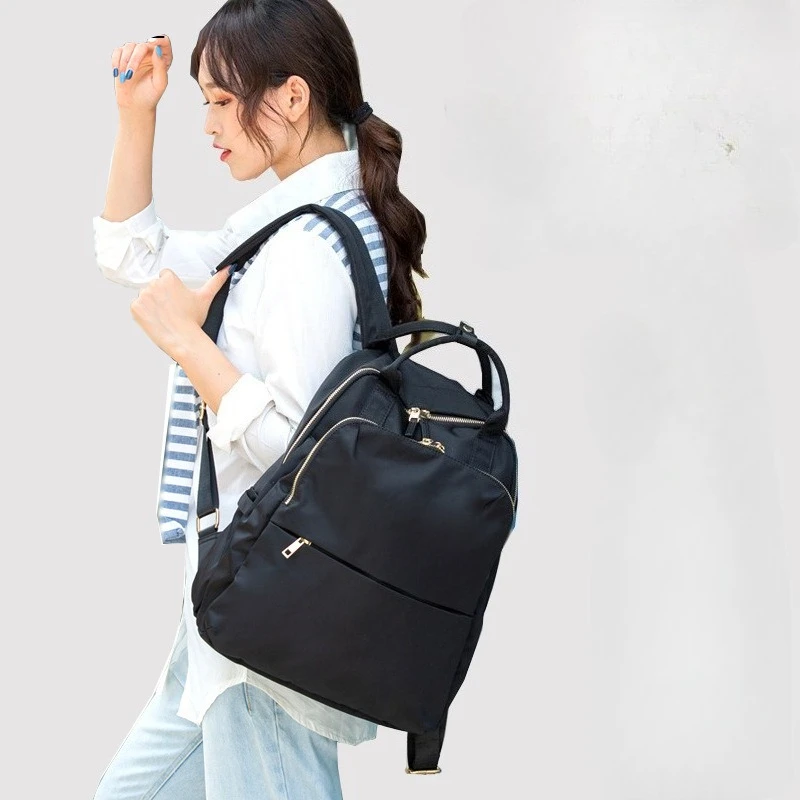 

YIFAN Large Capacity Women's Backpack Nylon Solid Color Lightweight Waterproof Multi-Functional with Shoulder Strap