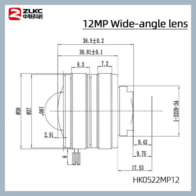 Imagem -04 - Zlkc-cctv Câmera de Vigilância Íris Manual Grande Angular Lente fa Montagem c Visão de Máquina Peças 12 Megapixels mm 12mp