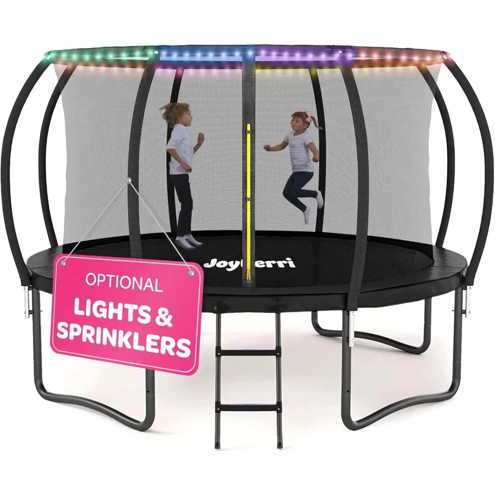 

Trampoline - 12Ft Trampoline with Net - with Bonus Sprinkler and LED Lights/Extra Sturdy Recreational Outdoor Trampolines