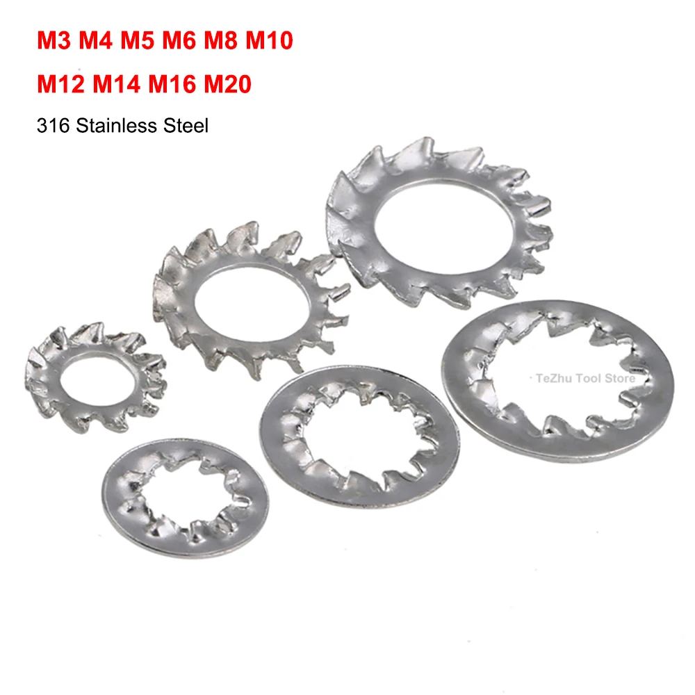 

316 Stainless Steel External Toothed Serrated Lock Washer Shakeproof Star Gasket M3 M4 M5 M6 M8 M10 M12 M14 M16 M20