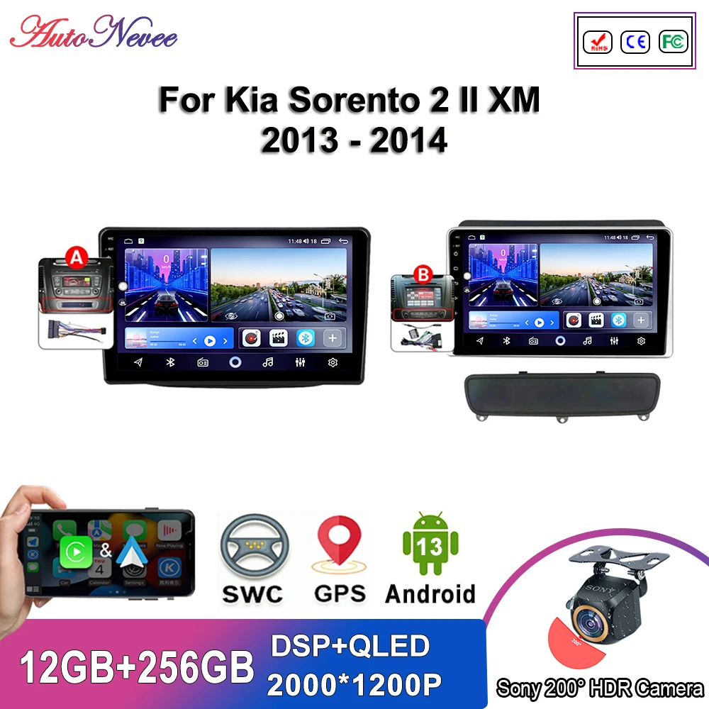 

Android 13 Multimedia For Kia Sorento 2 II XM 2013 - 2014 Car Player GPS Stereo Navigation Radio Screen No 2Din DVD 5G WiFi BT